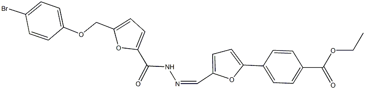 ethyl 4-[5-(2-{5-[(4-bromophenoxy)methyl]-2-furoyl}carbohydrazonoyl)-2-furyl]benzoate Struktur