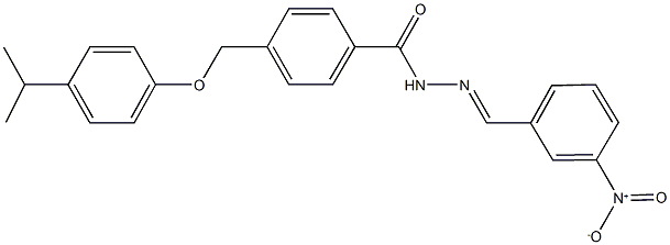 N'-{3-nitrobenzylidene}-4-[(4-isopropylphenoxy)methyl]benzohydrazide Struktur