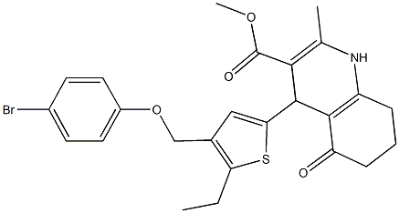 methyl 4-{4-[(4-bromophenoxy)methyl]-5-ethyl-2-thienyl}-2-methyl-5-oxo-1,4,5,6,7,8-hexahydro-3-quinolinecarboxylate Struktur