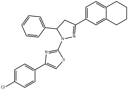 4-(4-chlorophenyl)-2-[5-phenyl-3-(5,6,7,8-tetrahydronaphthalen-2-yl)-4,5-dihydro-1H-pyrazol-1-yl]-1,3-thiazole Struktur