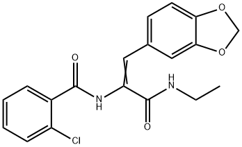 N-{2-(1,3-benzodioxol-5-yl)-1-[(ethylamino)carbonyl]vinyl}-2-chlorobenzamide Struktur