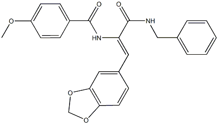 N-{2-(1,3-benzodioxol-5-yl)-1-[(benzylamino)carbonyl]vinyl}-4-methoxybenzamide Struktur