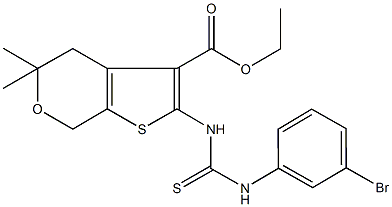 ethyl 2-{[(3-bromoanilino)carbothioyl]amino}-5,5-dimethyl-4,7-dihydro-5H-thieno[2,3-c]pyran-3-carboxylate Struktur