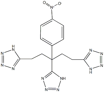 5-{1-{4-nitrophenyl}-3-(1H-tetraazol-5-yl)-1-[2-(1H-tetraazol-5-yl)ethyl]propyl}-1H-tetraazole Struktur