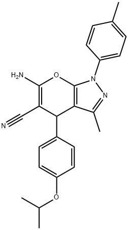 6-amino-3-methyl-4-{4-[(1-methylethyl)oxy]phenyl}-1-(4-methylphenyl)-1,4-dihydropyrano[2,3-c]pyrazole-5-carbonitrile Struktur