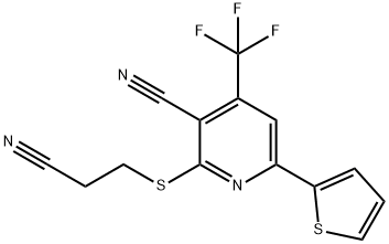 2-[(2-cyanoethyl)sulfanyl]-6-(2-thienyl)-4-(trifluoromethyl)nicotinonitrile Struktur