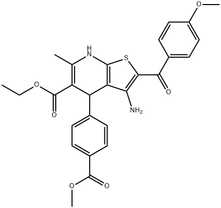 ethyl 3-amino-2-(4-methoxybenzoyl)-4-[4-(methoxycarbonyl)phenyl]-6-methyl-4,7-dihydrothieno[2,3-b]pyridine-5-carboxylate Struktur