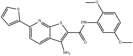 3-amino-N-(2,5-dimethoxyphenyl)-6-(2-thienyl)thieno[2,3-b]pyridine-2-carboxamide Struktur