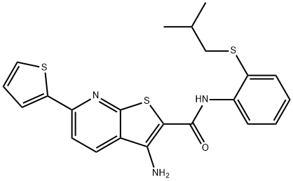 3-amino-N-[2-(isobutylsulfanyl)phenyl]-6-(2-thienyl)thieno[2,3-b]pyridine-2-carboxamide Struktur