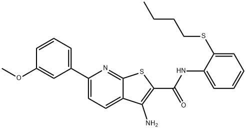 3-amino-N-[2-(butylsulfanyl)phenyl]-6-(3-methoxyphenyl)thieno[2,3-b]pyridine-2-carboxamide Struktur