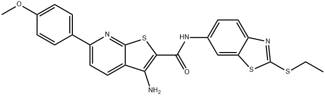 3-amino-N-[2-(ethylsulfanyl)-1,3-benzothiazol-6-yl]-6-(4-methoxyphenyl)thieno[2,3-b]pyridine-2-carboxamide Struktur