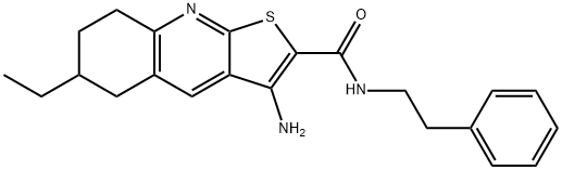 3-amino-6-ethyl-N-(2-phenylethyl)-5,6,7,8-tetrahydrothieno[2,3-b]quinoline-2-carboxamide Struktur