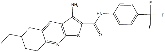 3-amino-6-ethyl-N-[4-(trifluoromethyl)phenyl]-5,6,7,8-tetrahydrothieno[2,3-b]quinoline-2-carboxamide Struktur