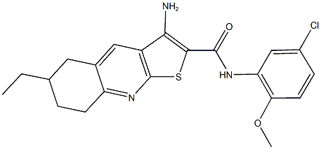 3-amino-N-(5-chloro-2-methoxyphenyl)-6-ethyl-5,6,7,8-tetrahydrothieno[2,3-b]quinoline-2-carboxamide Struktur