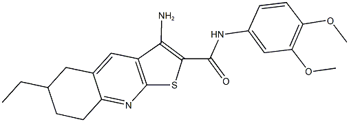 3-amino-N-(3,4-dimethoxyphenyl)-6-ethyl-5,6,7,8-tetrahydrothieno[2,3-b]quinoline-2-carboxamide Struktur