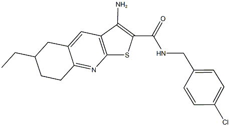 3-amino-N-(4-chlorobenzyl)-6-ethyl-5,6,7,8-tetrahydrothieno[2,3-b]quinoline-2-carboxamide Struktur