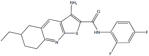 3-amino-N-(2,4-difluorophenyl)-6-ethyl-5,6,7,8-tetrahydrothieno[2,3-b]quinoline-2-carboxamide Struktur