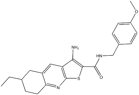 3-amino-6-ethyl-N-(4-methoxybenzyl)-5,6,7,8-tetrahydrothieno[2,3-b]quinoline-2-carboxamide Struktur