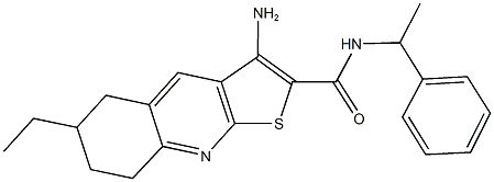 3-amino-6-ethyl-N-(1-phenylethyl)-5,6,7,8-tetrahydrothieno[2,3-b]quinoline-2-carboxamide Struktur