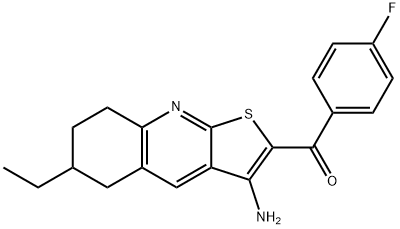 (3-amino-6-ethyl-5,6,7,8-tetrahydrothieno[2,3-b]quinolin-2-yl)(4-fluorophenyl)methanone Struktur