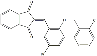 2-{5-bromo-2-[(2-chlorobenzyl)oxy]benzylidene}-1H-indene-1,3(2H)-dione Struktur