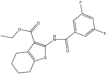 ethyl 2-[(3,5-difluorobenzoyl)amino]-4,5,6,7-tetrahydro-1-benzothiophene-3-carboxylate Struktur