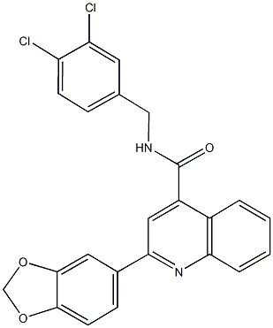 2-(1,3-benzodioxol-5-yl)-N-(3,4-dichlorobenzyl)-4-quinolinecarboxamide Struktur