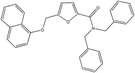 N,N-dibenzyl-5-[(1-naphthyloxy)methyl]-2-furamide Struktur