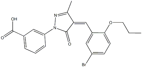 3-[4-(5-bromo-2-propoxybenzylidene)-3-methyl-5-oxo-4,5-dihydro-1H-pyrazol-1-yl]benzoic acid Struktur