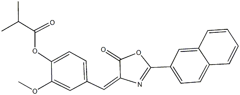 2-methoxy-4-[(2-(2-naphthyl)-5-oxo-1,3-oxazol-4(5H)-ylidene)methyl]phenyl 2-methylpropanoate Struktur