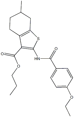 propyl 2-[(4-ethoxybenzoyl)amino]-6-methyl-4,5,6,7-tetrahydro-1-benzothiophene-3-carboxylate Struktur