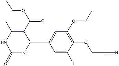 ethyl 4-[4-(cyanomethoxy)-3-ethoxy-5-iodophenyl]-6-methyl-2-oxo-1,2,3,4-tetrahydro-5-pyrimidinecarboxylate Struktur