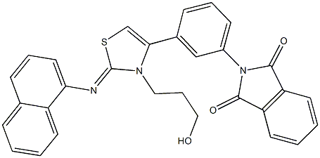 2-{3-[3-(3-hydroxypropyl)-2-(1-naphthylimino)-2,3-dihydro-1,3-thiazol-4-yl]phenyl}-1H-isoindole-1,3(2H)-dione Struktur