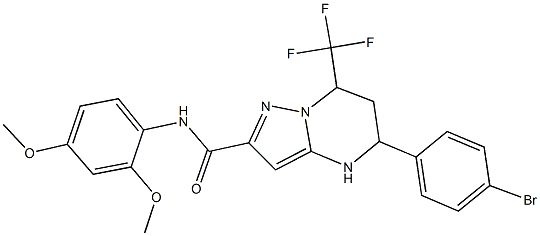 5-(4-bromophenyl)-N-(2,4-dimethoxyphenyl)-7-(trifluoromethyl)-4,5,6,7-tetrahydropyrazolo[1,5-a]pyrimidine-2-carboxamide Struktur