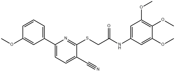 2-{[3-cyano-6-(3-methoxyphenyl)-2-pyridinyl]sulfanyl}-N-(3,4,5-trimethoxyphenyl)acetamide Struktur