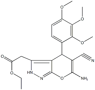 ethyl [6-amino-5-cyano-4-(2,3,4-trimethoxyphenyl)-2,4-dihydropyrano[2,3-c]pyrazol-3-yl]acetate Struktur