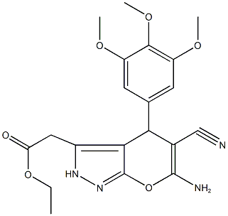 ethyl [6-amino-5-cyano-4-(3,4,5-trimethoxyphenyl)-2,4-dihydropyrano[2,3-c]pyrazol-3-yl]acetate Struktur