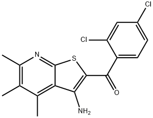 (3-amino-4,5,6-trimethylthieno[2,3-b]pyridin-2-yl)(2,4-dichlorophenyl)methanone Struktur