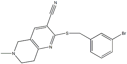 2-[(3-bromobenzyl)sulfanyl]-6-methyl-5,6,7,8-tetrahydro[1,6]naphthyridine-3-carbonitrile Struktur