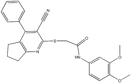 2-[(3-cyano-4-phenyl-6,7-dihydro-5H-cyclopenta[b]pyridin-2-yl)sulfanyl]-N-(3,4-dimethoxyphenyl)acetamide Struktur