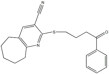 2-[(4-oxo-4-phenylbutyl)sulfanyl]-6,7,8,9-tetrahydro-5H-cyclohepta[b]pyridine-3-carbonitrile Struktur