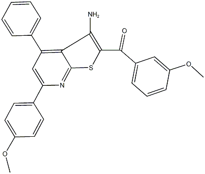 [3-amino-6-(4-methoxyphenyl)-4-phenylthieno[2,3-b]pyridin-2-yl](3-methoxyphenyl)methanone Struktur