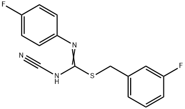 3-fluorobenzyl N'-cyano-N-(4-fluorophenyl)imidothiocarbamate Struktur