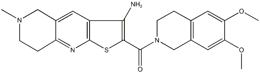 2-[(6,7-dimethoxy-3,4-dihydro-2(1H)-isoquinolinyl)carbonyl]-6-methyl-5,6,7,8-tetrahydrothieno[2,3-b][1,6]naphthyridin-3-ylamine Struktur