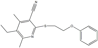 5-ethyl-4,6-dimethyl-2-[(2-phenoxyethyl)sulfanyl]nicotinonitrile Struktur