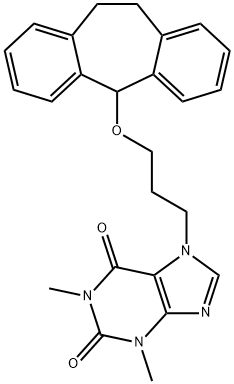 7-[3-(10,11-dihydro-5H-dibenzo[a,d]cyclohepten-5-yloxy)propyl]-1,3-dimethyl-3,7-dihydro-1H-purine-2,6-dione Struktur