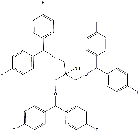 2-[bis(4-fluorophenyl)methoxy]-1,1-bis{[bis(4-fluorophenyl)methoxy]methyl}ethylamine Struktur