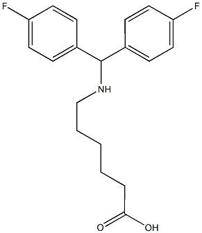 6-{[bis(4-fluorophenyl)methyl]amino}hexanoic acid Struktur