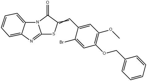 2-[4-(benzyloxy)-2-bromo-5-methoxybenzylidene][1,3]thiazolo[3,2-a]benzimidazol-3(2H)-one Struktur