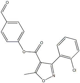 4-formylphenyl 3-(2-chlorophenyl)-5-methylisoxazole-4-carboxylate Struktur